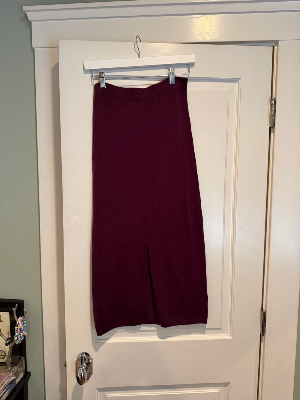 Free People plum Ribbed midi skirt